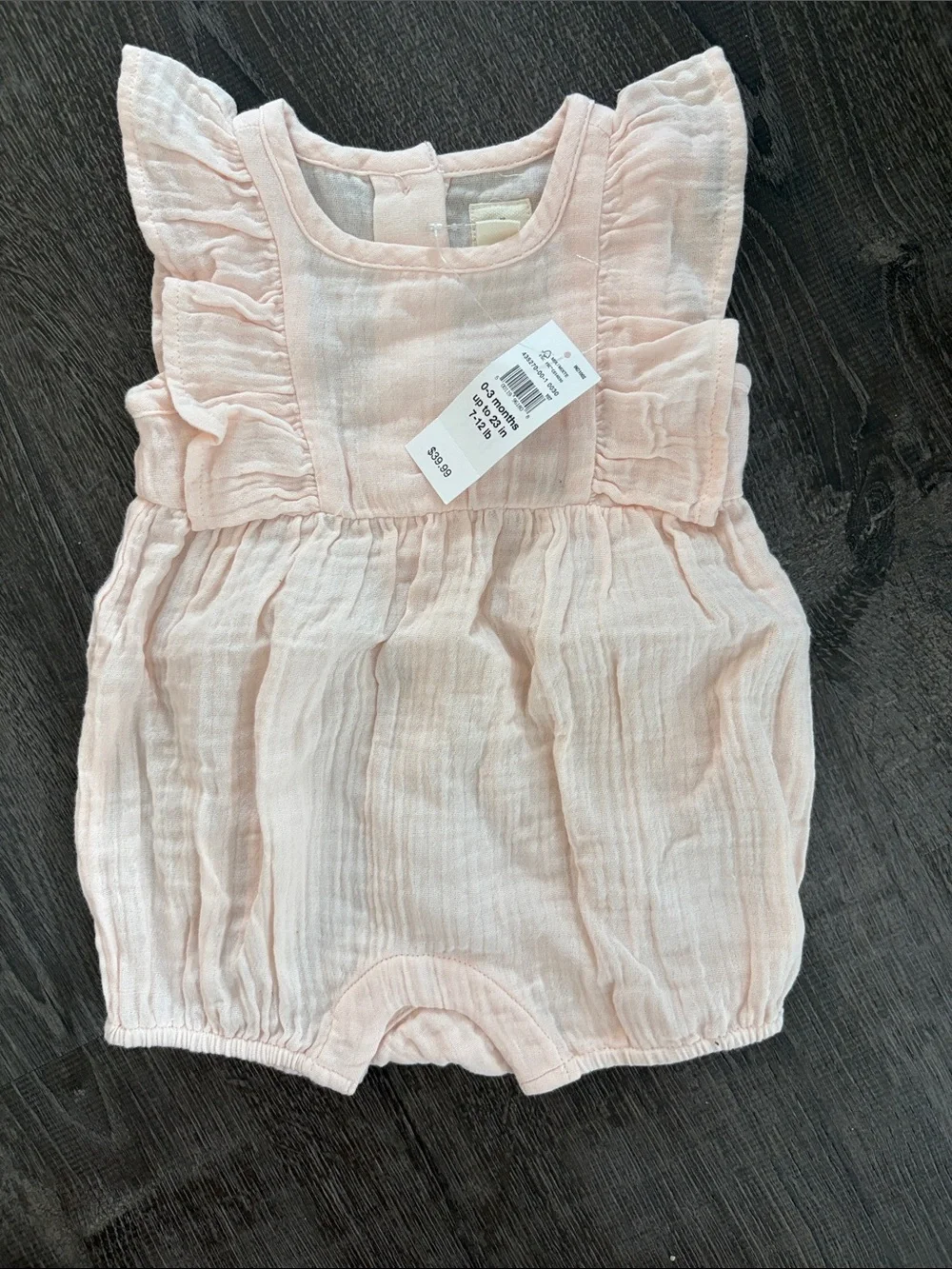 GAP Light Pink Ruffle Shoulder Baby Romper